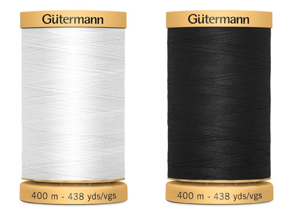 Gütermann Baumwollgarn | 400m | C Ne50 | weiß &amp; schwarz
