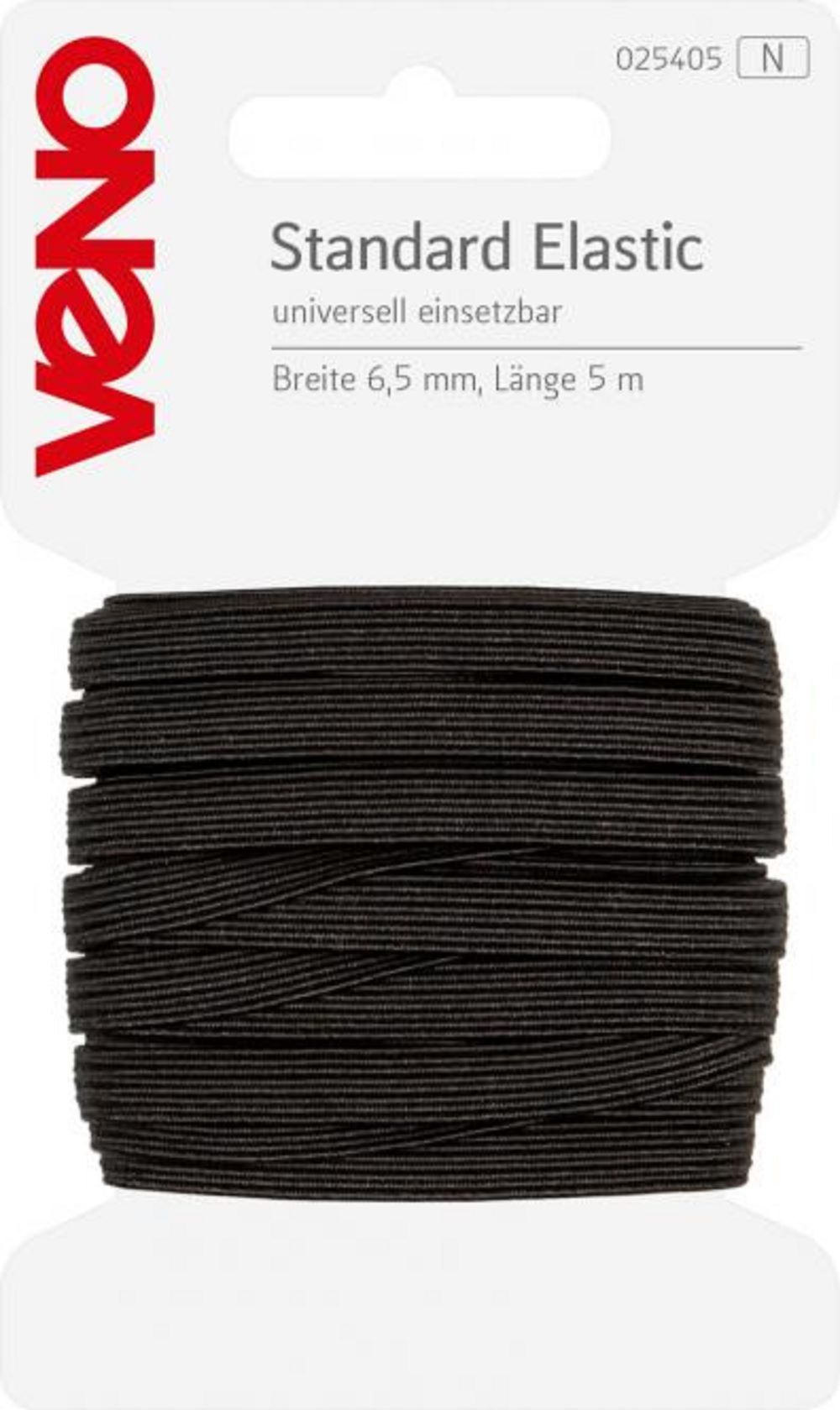 Gummilitze Standard-Elastic 6,5 mm schwarz | 5 m SB Pack