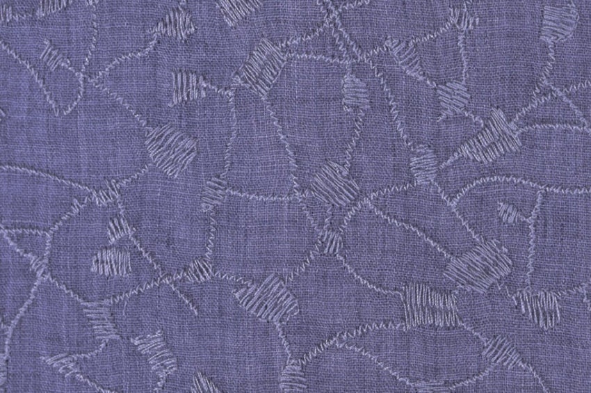 Blusenstoff Polyester Baumwolle | Stickerei, jeansblau