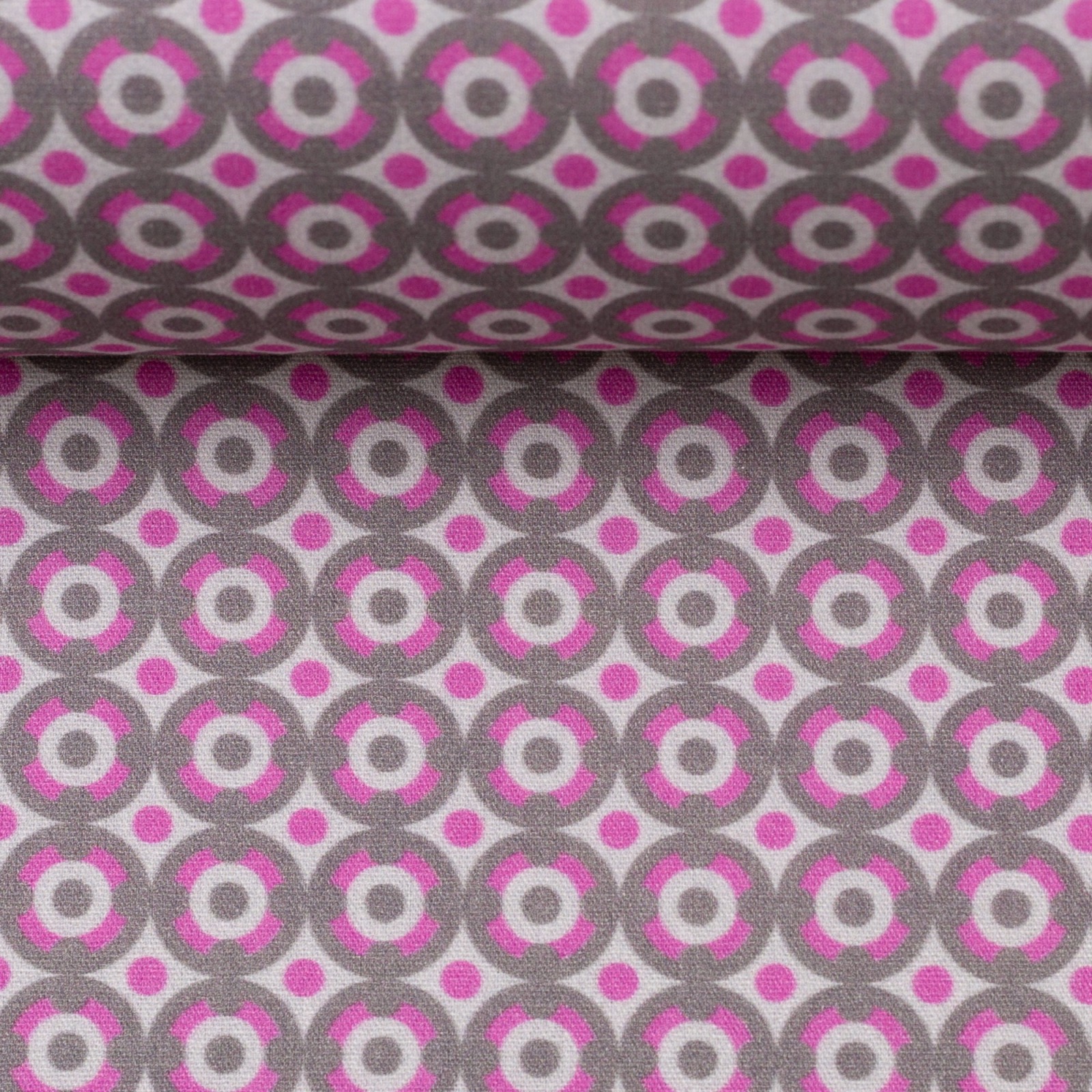 Baumwollstoff JASMIN | Kreise | pink-grau