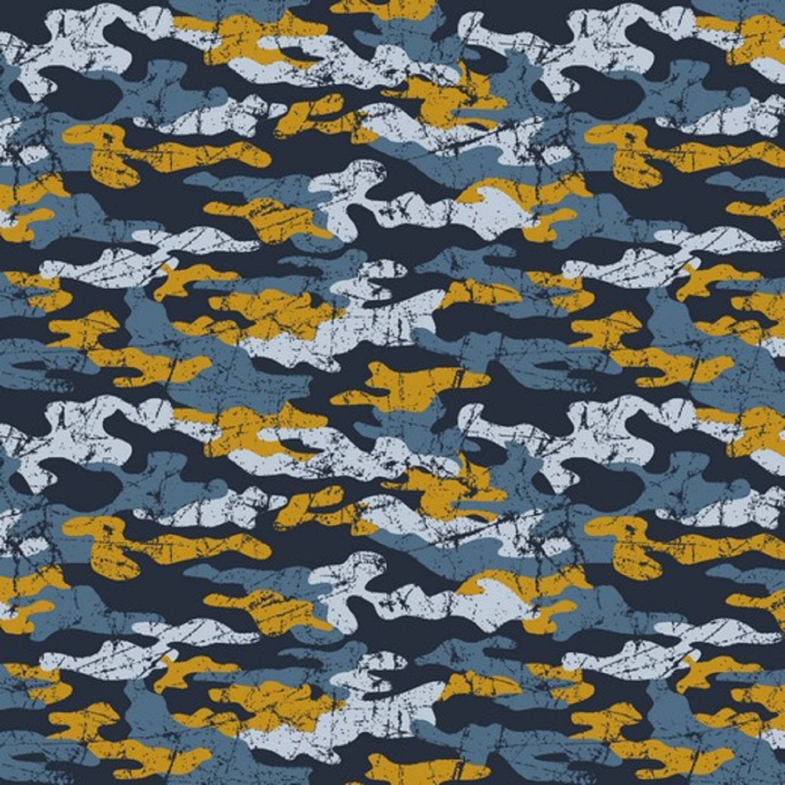 French Terry ARMY CAMOUFLAGE by Poppy | ochre-blue