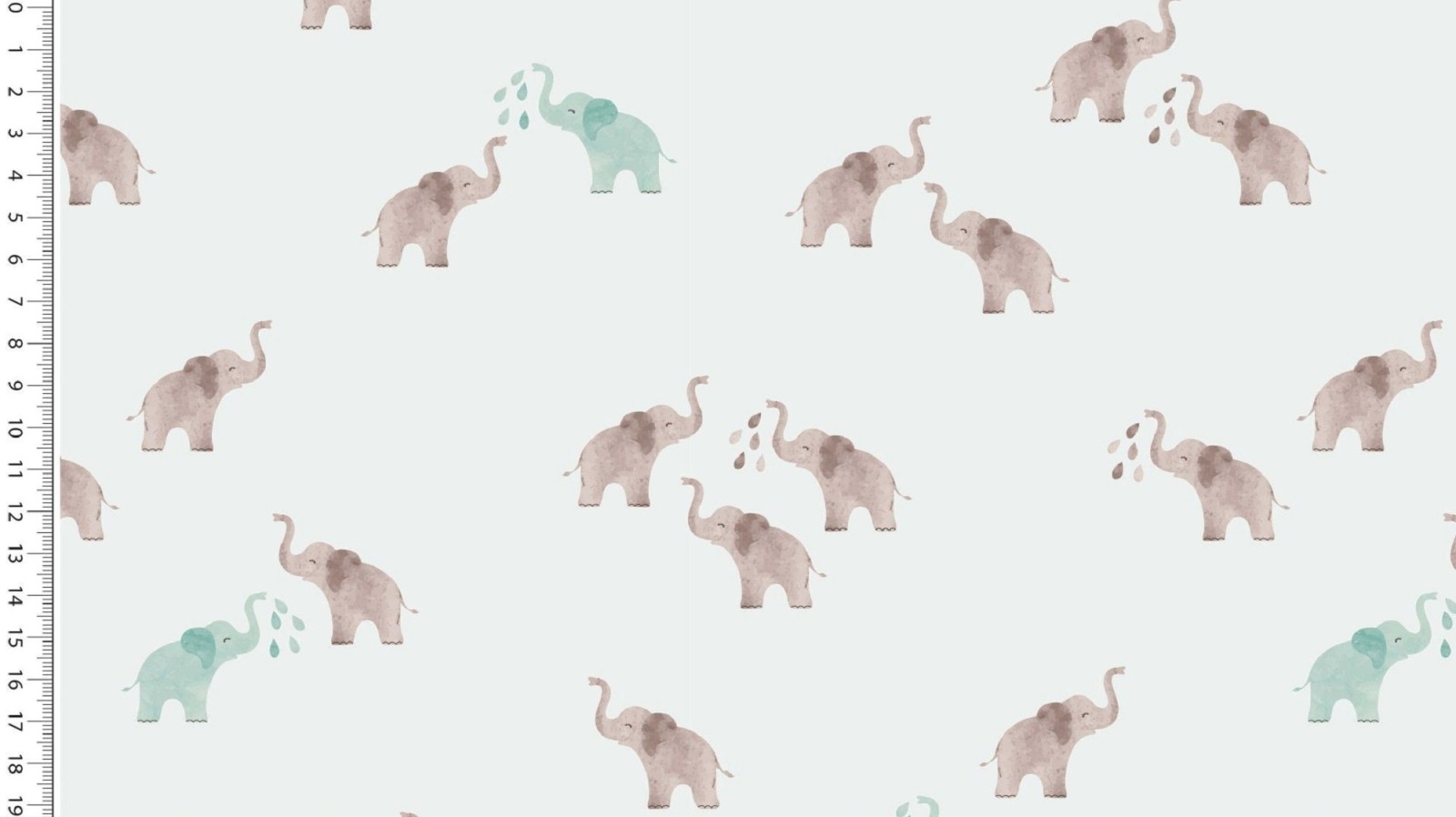 Baumwolljersey Watercolor Digital | ELEPHANTS | natur 2