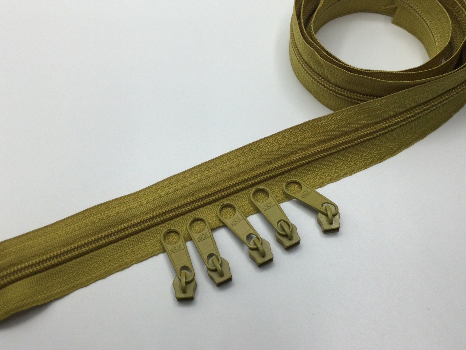 1 m Endlosreißverschluss 5 mm senf incl. 5 Zipper