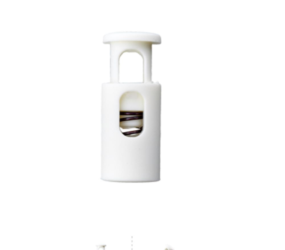 Mini-Kordelstopper | Durchlass 3 mm | für Gummikordeln | weiß