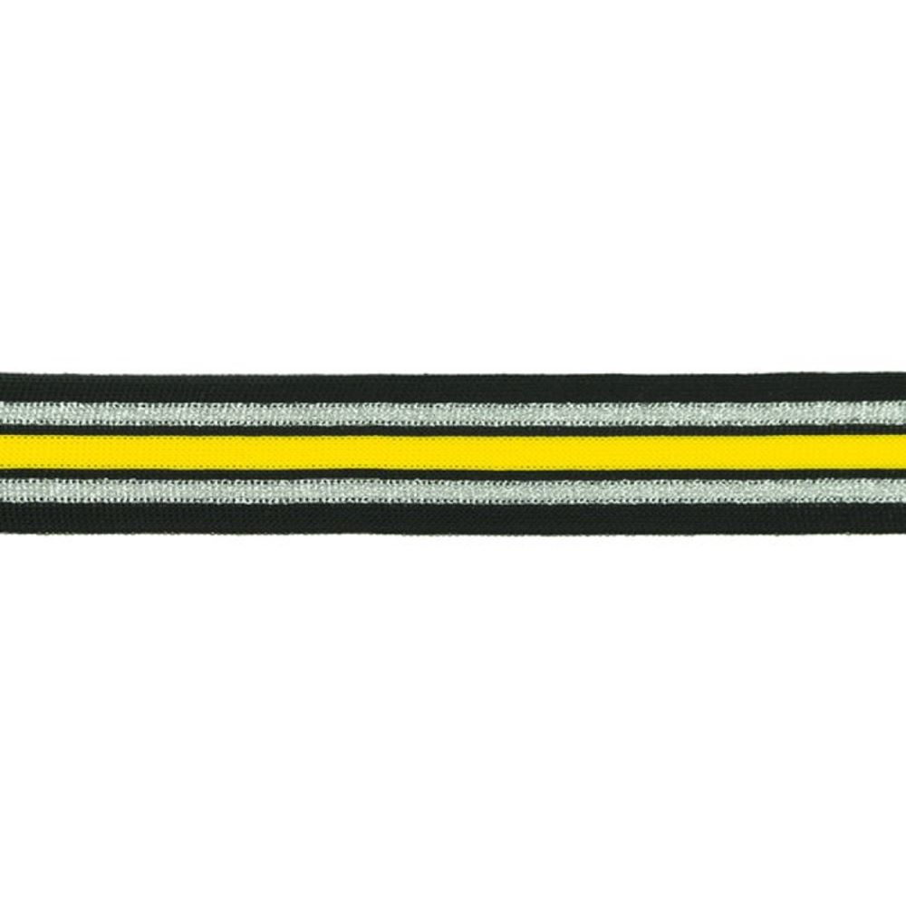 Hosenstreifen mit Glitzer | Lurexband | Nahtband | 25 mm | schwarz-gelb