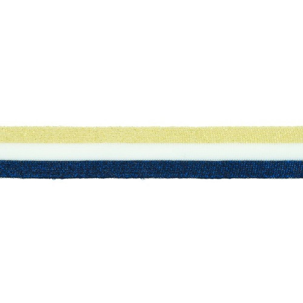 Hosenstreifen mit Glitzer | Lurexband | Nahtband | 25 mm | blau-gold-weiß