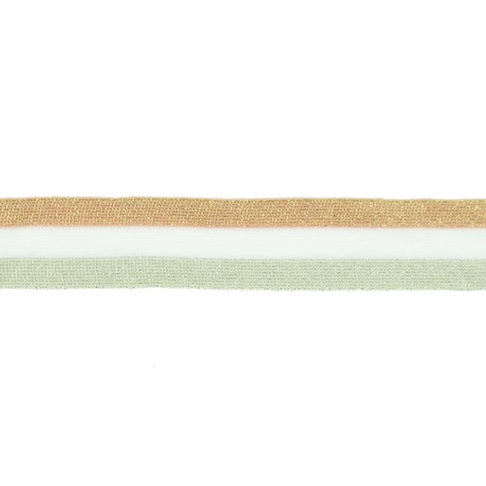Hosenstreifen mit Glitzer | Lurexband | Nahtband | 25 mm | silber-weiß-roségold