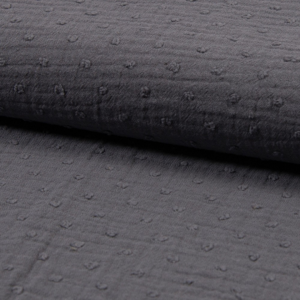 Musselin Bambino DOBBY | dark grey | ab 50 cm