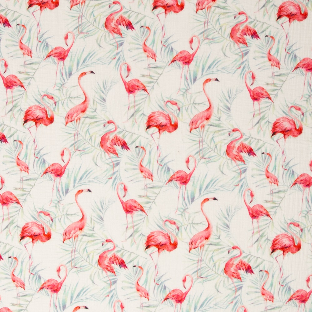 Musselin | THEA | Flamingos | Ökotex | ab 50 cm 3