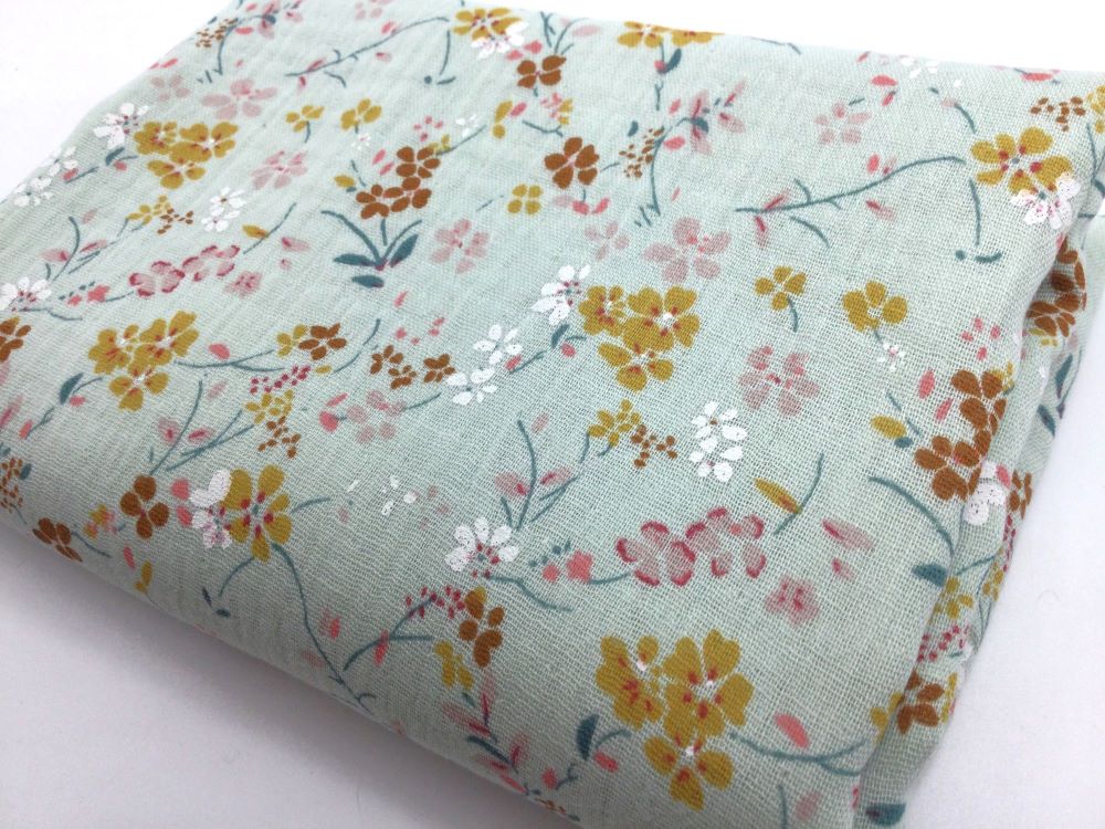 Musselin Small Flowers | mint | ab 50 cm