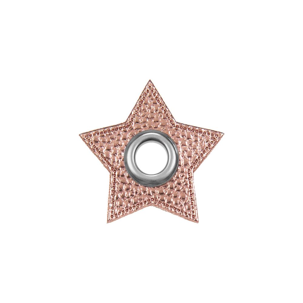 Ösen Patches für Kordeln Lederimitat | Stern | rosa metallic | 1 Paar
