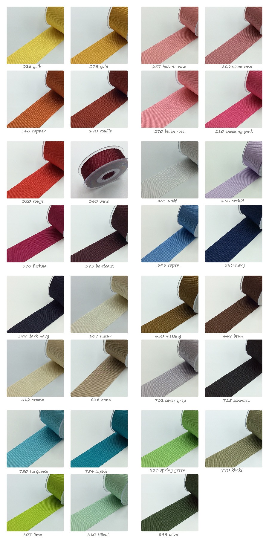Ripsband uni 40 mm breit | 31 Farben