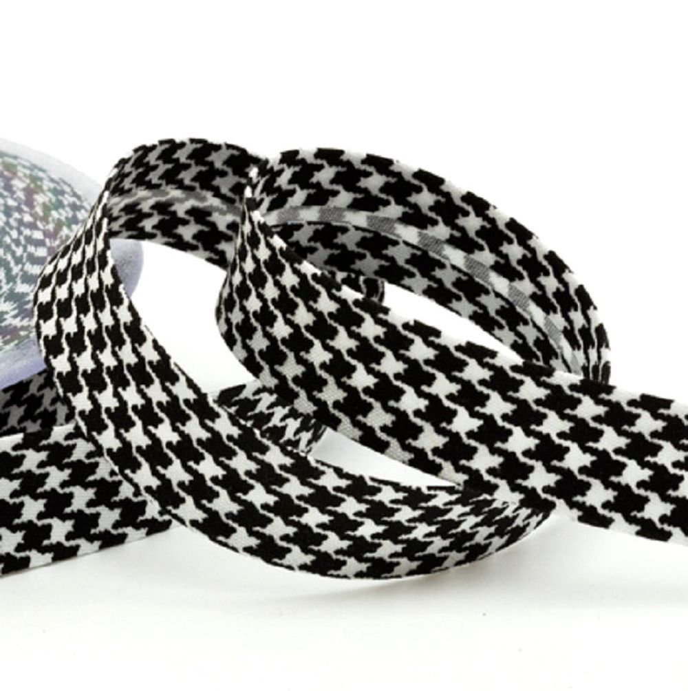 Schrägband Black &amp; White / 18 mm breit / Design 201