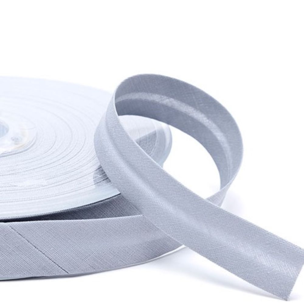Schrägband uni | 18 mm | Baumwolle-Polyester | kieselgrau