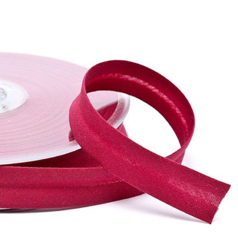 Schrägband uni | 18 mm | Baumwolle-Polyester | rubinrot