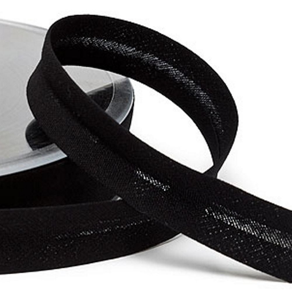 Schrägband uni | 18 mm | Baumwolle-Polyester | schwarz