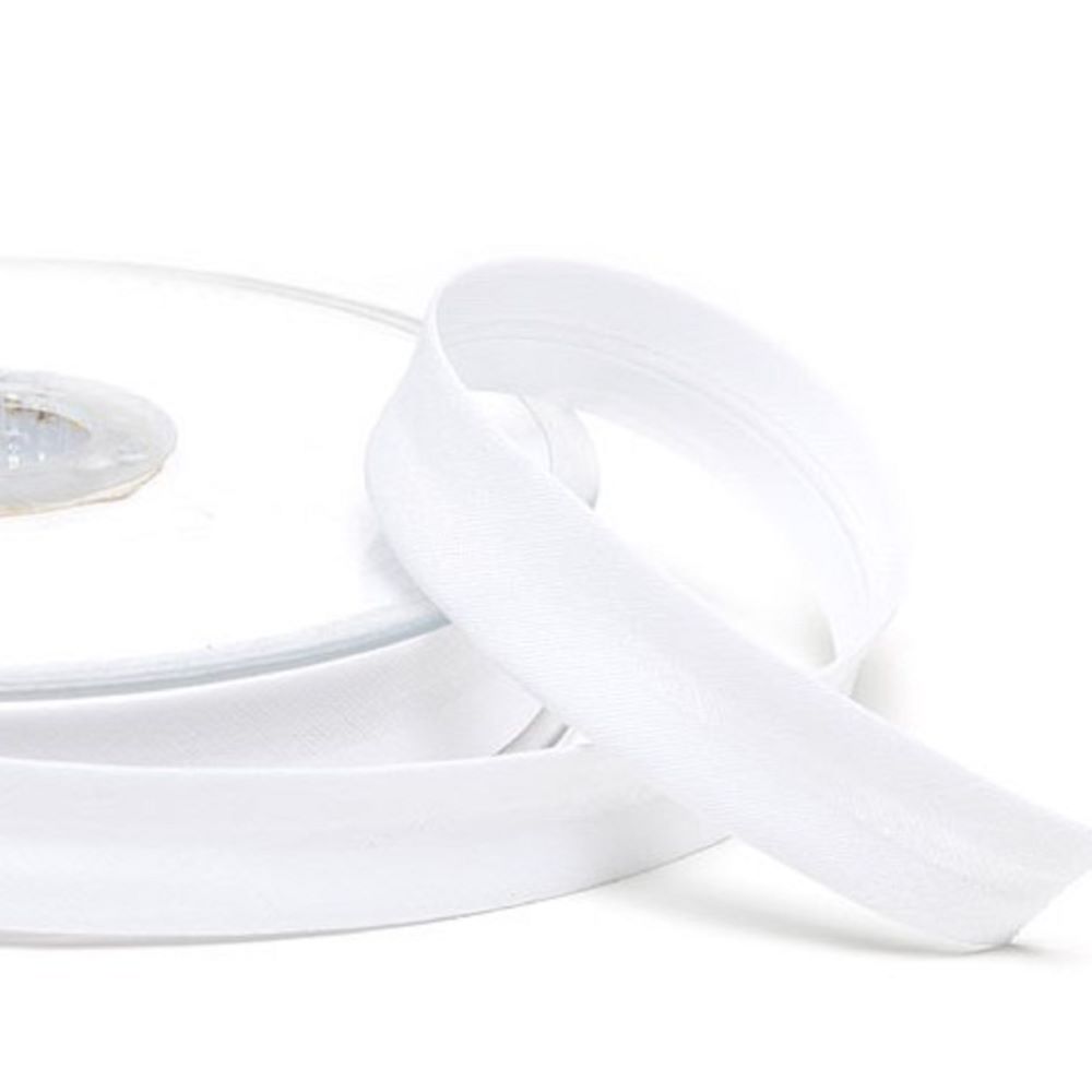 Schrägband uni | 18 mm | Baumwolle-Polyester | weiß
