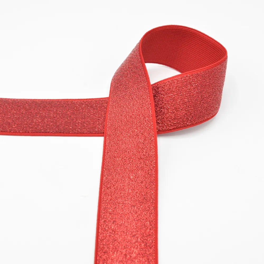 Gummiband Glitzer | 40 mm breit | versch. Farben | red