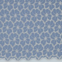 Baumwollstoff mit Stickerei | Embroidery | 2-seitige Bogenkante | blue shadow 3
