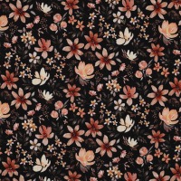 79 cm REST Waffelstrickjersey | FLOWERS | black | Ökotex | by Poppy 3