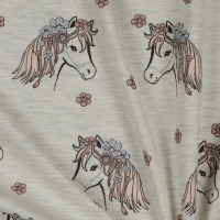 Baumwolljersey GLITTER HORSES | ecru melange | Ökotex | by Poppy 2
