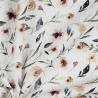 Waffelstrickjersey | FLOWERS | white | Ökotex | by Poppy