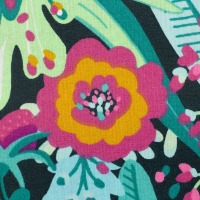 Beschichtete Baumwolle LEONA | Blätter, Blumen, türkis/ rosa 2