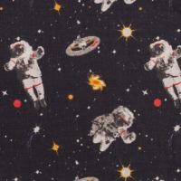 Baumwolle KIM | Baumwollstoff | Astronauten, schwarz | Ökotex