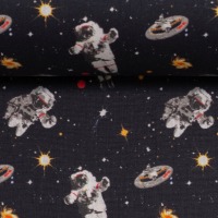 Baumwolle KIM | Baumwollstoff | Astronauten, schwarz | Ökotex 2