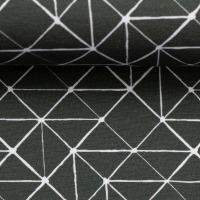 54 cm REST THEO Jersey Baumwolle, abstrakte Linien, dunkles grau-grün