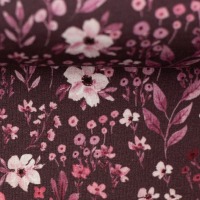 40 cm REST Modal-French-Terry AUTUMN FLOWERS | by Christiane Zielinski | bordeaux | Ökotex