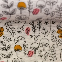 35 cm REST Alpenfleece | NILS | Kuschelsweat | Blätter, Pilze, naturweiß