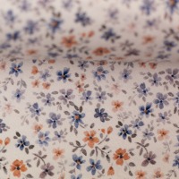 47 cm REST Baumwolljersey MINI FLOWERS | by Christiane Zielinski | creme-rost-jeansblau | Ökotex