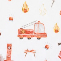 Baumwolljersey SAMERN | Feuerwehrautos, weiß | Swafing | Ökotex 2