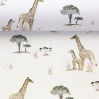 Baumwolljersey WILD ANIMALS | by Christiane Zielinski | Giraffen, naturweiß | Ökotex