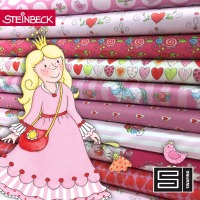 Baumwollwebware Baumwollstoff STEINBECK - PRINZESSIN ANNELI | Herzen, Mädchen, rosa 4
