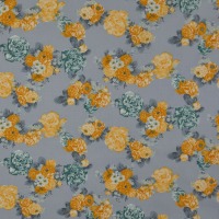 Baumwollstoff Popeline Cotton Club | floral | grau-senf 3
