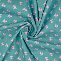 40 cm REST Baumwollstoff Popeline Cotton Club | floral | mint-rosa