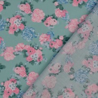 Baumwollstoff Popeline Cotton Club | floral | mint-rosa 2