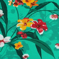 92 cm REST Baumwolljersey MATTI | Blüten und Blätter | smaragdgrün | Ökotex 2