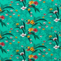 92 cm REST Baumwolljersey MATTI | Blüten und Blätter | smaragdgrün | Ökotex 3