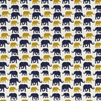 68 cm REST Baumwolljersey THEO | Elefanten, senf-dunkelblau | Ökotex 3