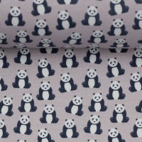 Baumwolle TONI | Webware | Pandas, grau | Ökotex