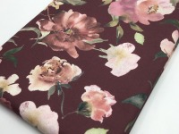 Baumwollstoff Popeline FLOWERS | bordeaux | by Poppy | Ökotex 2