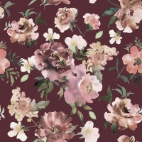 Baumwollstoff Popeline FLOWERS | bordeaux | by Poppy | Ökotex 4