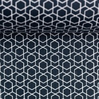 Beschichtete Baumwolle LEONIE | geometrisches Muster | petrol