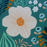 Beschichtete Baumwolle LEONA | Schmetterlinge, Blumen, petrol 2