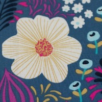 Beschichtete Baumwolle LEONA | Schmetterlinge, Blumen, rauchblau 2
