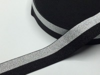 Gummiband Lurex DUO | 40 mm breit | schwarz-silber