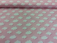 Baumwollstoff Popeline Wolken | rosa